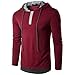 Produktbild Männer Mode-Street-Style Kapuzen-Tunnelzug mit Langen Ärmeln T-Shirt-Jumper Pullover Oberteile - Freizeit Top-Langarm Blusen -Kapuzen Bluse -Outdoor Oberteile-Sweatshirt Oberteil(Weinrot,L)