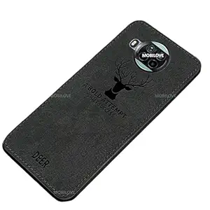 MOBILOVE Deer Pattern Cloth Texture Leather Finish Soft Fabric Case Hybrid Protective Case with Camera Protection for | Xiaomi Mi 10i 5G (Black)