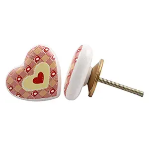 4 Pieces Kitchen Cabinet Knobs | Ceramic Door Cabinet Handles | Multicolor Door Knobs for Kids Room | Heart Modern Farmhouse Cabinet Pulls | 4.44 cm Knobs