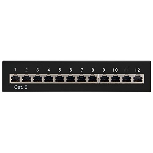 CAT 6 Ethernet Patch Panel 12 Port STP Geschirmt schwarz - 5 Stück