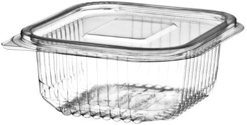 20 x Plastic Hinged Food Salad Containers 250cc also Ideal for Fruit or Cake Display