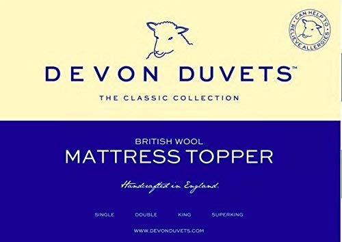 Devon Duvets UK - British Handcrafted Natural Woollen (Wool) Mattress Topper - King (150 x 200cm)