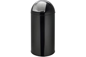 hjh OFFICE waste bin PUSH 35L trash can indoor use with push-flap removable inner bucket black