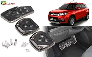 Selifaur - 3 Pcs Black Non-Slip Manual Car Pedals kit Pad Covers Set for Maruti Suzuki Brezza