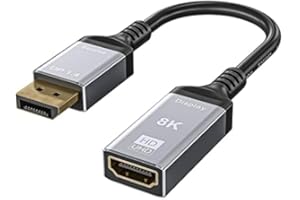 AOOCOO Displayport 1.4 a HDMI 2.1 8K@60Hz4K@120Hz Compatibile con DisplayPort PC e HDMI Display TV