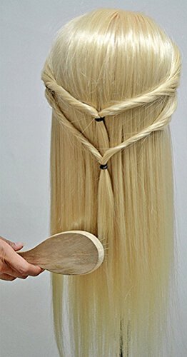 22" 50% Human Hair Hairdressing Training Head Practice Mannequin Clamp Cut (Platinum blonde)