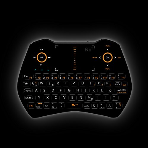 Rii K28C 2.4GHz Mini Wireless Tastatur und Touchpad-Maus,LED Hintergrundbeleuchtung, Eingebaute Wiederaufladbare Li-ion Batterie und Komfort Deckel für Smart TV, Raspberry Pi,Mini PC, HTPC, Computer und Konsolenspiele MacOS,Linux, Android,XBMC,Windows 2000 XP Vista 7 8(Rii Mini ONE i28C) - 2