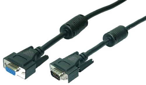 LogiLink VGA Monitor Verlängerungskabel 10m HD DSUB 15-pin(männlich/weiblich, 2-fache Abschirmung, Ferritkern) schwarz