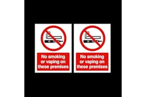 USSP&S 2x No Smoking or Vaping on these premises Sticker Sign 75x100mm - Bar, Pub, Business, Café