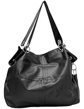 Lalang Frauen Mode Beutel Schulter Beutel Messenger Handtasche Large Bag (Schwarz)