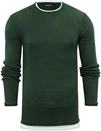 Mens Jumper Brave Soul Kirlia Cotton Knitted Crew Neck Sweater With Mock Inner