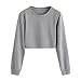 Produktbild Geili Sweatshirt Damen,Frauen Langarm Sweatshirt Damen Mädchen O-Ausschnitt Solid Color Pullover Crop Tops Bluse T-Shirt Herbst Kurze Sportoberteile