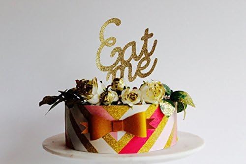 Eat Me Gold Glitter Card Cake Topper, Cake Decorations