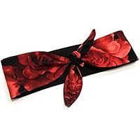 Rockabilly Haarband Rosen schwarz rot Blüten