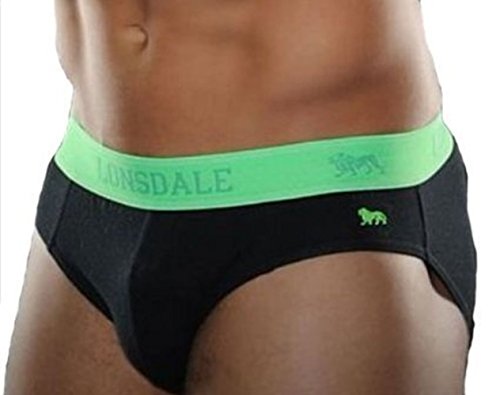 2 x LONSDALE Herren Slip Unterwäsche Unterhose Sportslips Schwarz/Grün (S)
