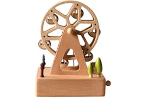 RecontraMago Cajas Musicales Infantiles - Diseños con Movimiento Madera - para niños y niñas Mujer Bailarina navideñas Vintage (Noria)