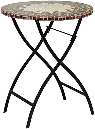 GTH 3089966 Gordes Bistro Table with Glass Mosaic Top 60 - Black/Glass Mosaic