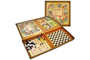 CAVERNEDESJOUETS Coffret 8 Jeux Societe Classiques - Mallette Plastique Muti Jeux - Set Plateaux Dames Petits Chevaux oie marelle et 1 Carte - Fabrique en France