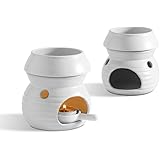 ComSaf Ceramica Bruciatore di Oli Essenziali per Aromaterapia Lampada dell'aroma Portalume Tealight per Diffusore Bianco Conf