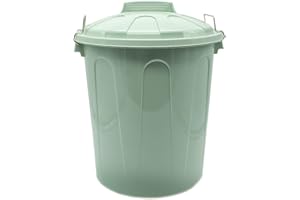 CABLEPELADO Cubo de Basura con tapa, Cubo basura Industrial, Cubo basura Plástico con asas metálicas, Contenedor residuos, 40 cm alto x 33 cm Diámetro superior, Capacidad 21 Litros, Verde