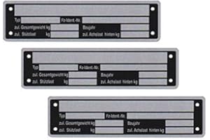 FKANHÄNGERTEILE 3 x Blanko Typenschild Anhängertypenschild Neutral Anhänger Vers. 2