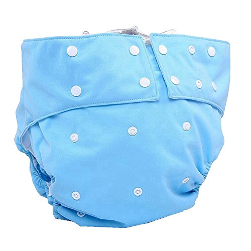 LukLoy - Teen / Adults Cloth Diapers with 2pcs Inserts for Incontinence Care -Dual Opening Pocket Washable Adjustable Reusable Leakfree (Blue)