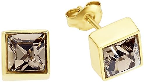 NOELANI Women's Earrings Brass Rhodium-Plated Crystal Swarovski Elements - 551885 Brown