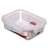 Choque térmico TATAY 1161809 -Cook&Eat Contenedor de Alimentos hermético de Cristal borosilicato, Transparente/Rojo, 1,5 litros de capacidad, 17,7 x 23,1 x 7,6