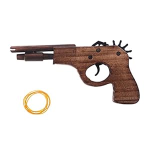 Valcano Simulation Ball Shooting Toy Wooden Gun Rubber Band Hand Pistol Pistols Carrier Rocket