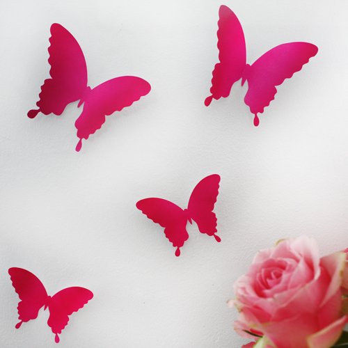 Wandkings 3D Schmetterlinge in PINK, 12 STÜCK im Set mit Klebepunkten - 2