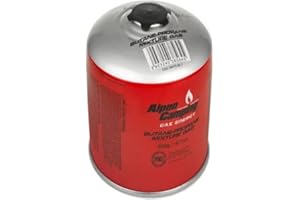 Alpen Camping Cartucho de Gas Propano-Butano 500g IK008 Válvula Roscada de 7/16" (1x Cartucho de Gas 500g)
