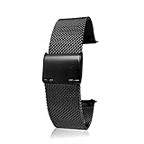 Clarkwatches Uhrenarmband Schwarz 18mm mit Schnellverschluss | Mesh Milanaise Metall Armband Uhren Ersatzuhrenarmband | Wechseln ohne Werkzeug