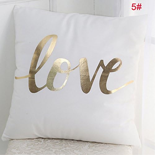 Sonicee Christmas Bronzing Letter Pattern Luxe Pillow Case Sofa Waist Throw Blend Cushion Cover Home Decor (5#)