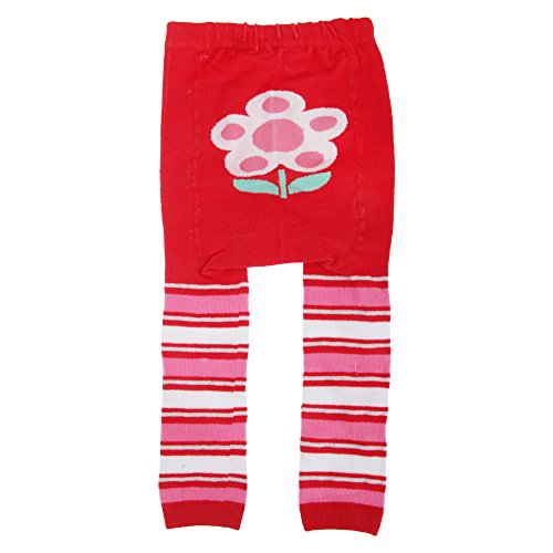 Baby Girls Leggings With Design Panel And Sparkle (12-18 Months) (Red/Flower)