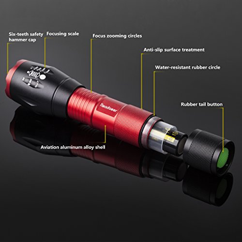Readaeer Superhelle CREE T6 LED Taschenlampe Zoombar Camping Handlampe für Outdoor Sports - 4