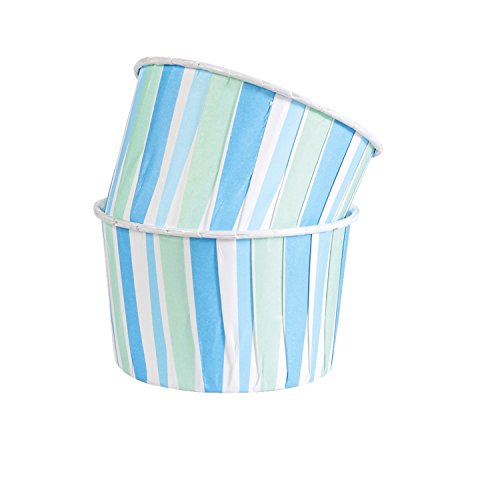 Preisvergleich Produktbild 24 Muffinförmchen, blau / grün gestreift