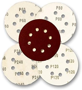 Astron Top Sanding Disc, 5-Inch 125 mm, 8-Hole, Hook &amp; Loop, 10 Each of 4 Grits 60/80/120/240, for Bosch PEX 220 300 Random Orbital Sander, DC8140R