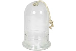 INNA-Glas Campana Decorativa Volta, con Cuerda, cilíndrico/Redondo, Transparente, 28,5cm, Ø18cm - Campana de Cristal - Cúpula