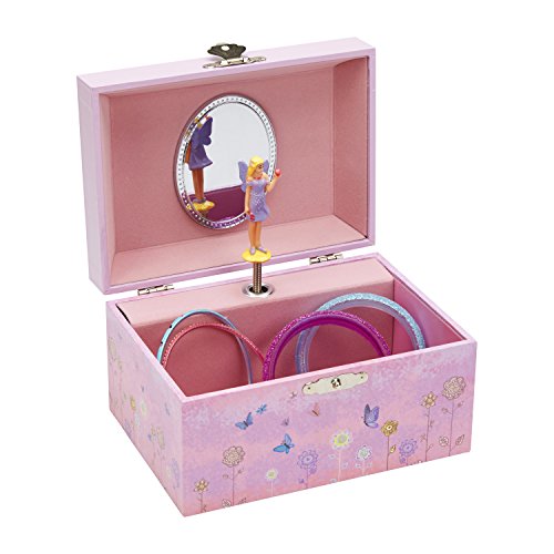 JewelKeeper Girl's Musical Jewellery Storage Box with Twirling Fairy, Flower Design, Dance of the Sugar Plum Fairy Tune