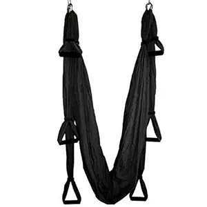 IRIS Fitness Deluxe Aerial Hammock Yoga Swing/Inversion/Sling, Flying Antigravity (Black)