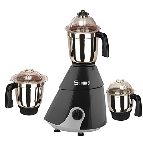 Sunmeet Black Color 550Watts Mixer Juicer Grinder with 3 Jar (1 Large Jar, 1 Medium Jar and 1 Chuntey Jar)