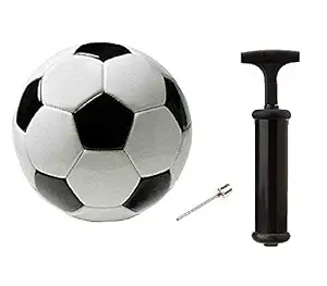 Hm Rubber Football with Pump Suitable for Kids, Adults Ideal for Grass Ground (Size-5) , White and Black