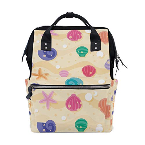 Preisvergleich Produktbild Alinlo Wickeltasche mit Strandmuschel-Design, mit großer Kapazität, multifunktionale Kinderwagen-Gurte, Mumien-Tasche, für Reisen und Babypflege