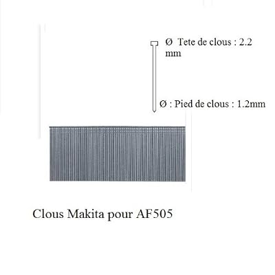 Makita F-31957 Lot de 5000 clous 50 mm pour agrafeuse pneumatique AF505 – Clous à tête d’homme