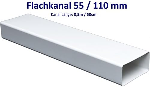 Flat channel length 50 cm / 0.5 m for 55 x 110 flat channel ventilation systems. Exhaust duct or supply air duct. High quality ABS plastic (FS55-05)