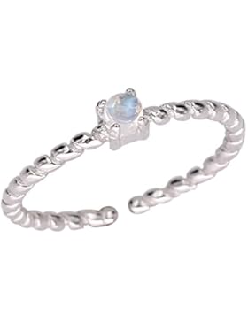 Luna Azure Natürlich Mondstein Sterling Silber 925 Verstellbar Fein Ring
