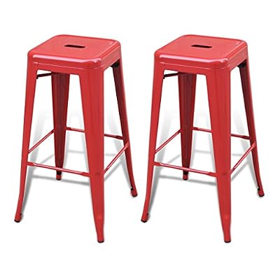 vidaXL Lot de 2 Tabourets Bar hauts Rouges 4 pieds