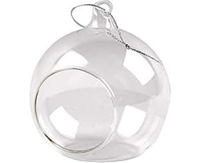 6 Clear 80mm Glass Open Front Christmas Bauble Ornaments: Amazon.co.uk