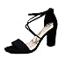 Produktbild Qmber Damen Glitzer Pumps Stilettos High Heels Plateau Abend Schuhe Klassische Bequem Wedding Party Slip On Kreuzgurt Knöchel Schnalle Dicke Absatz/Black,35