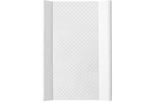 FVLFIL Deluxe Unisex Wedge Anti Roll Nappy Baby Changing Mat with Curved Sides and Raised Edges - Quilted Caro White